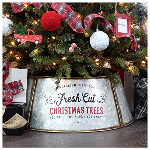Auldhome Galvanized Metal Christmas Tree Collar (23-Inch Diameter Base); Small Size For Short Trees And Pencil Trees #TOP9
