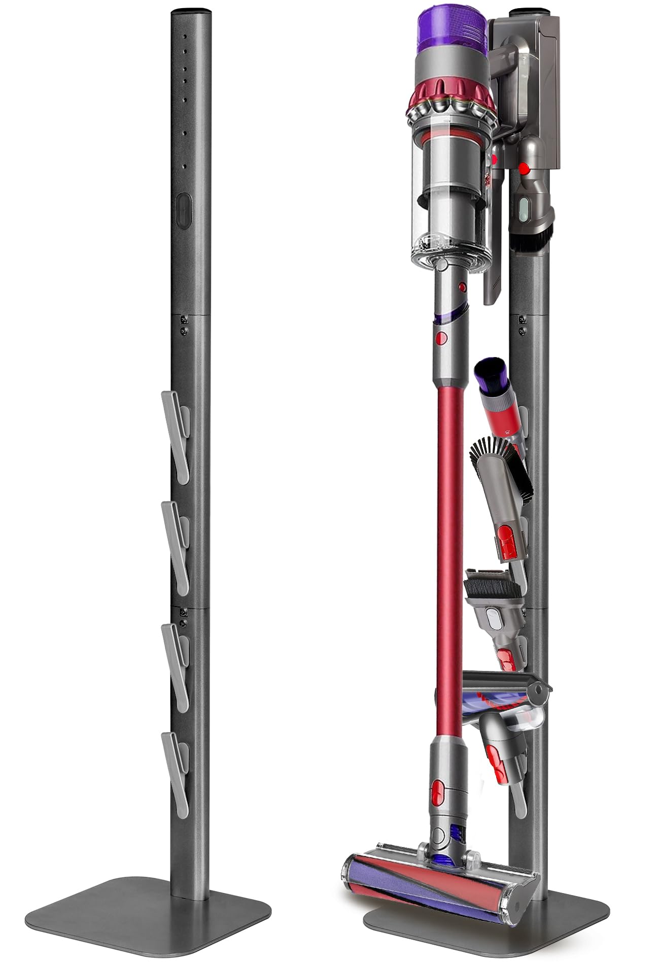 Metal Vacuum Stand Holder for Dyson Handheld Cordless Vacuum Cleaners - Hidden Power Cord Design, Stable Standing Dock with Storage Bracket