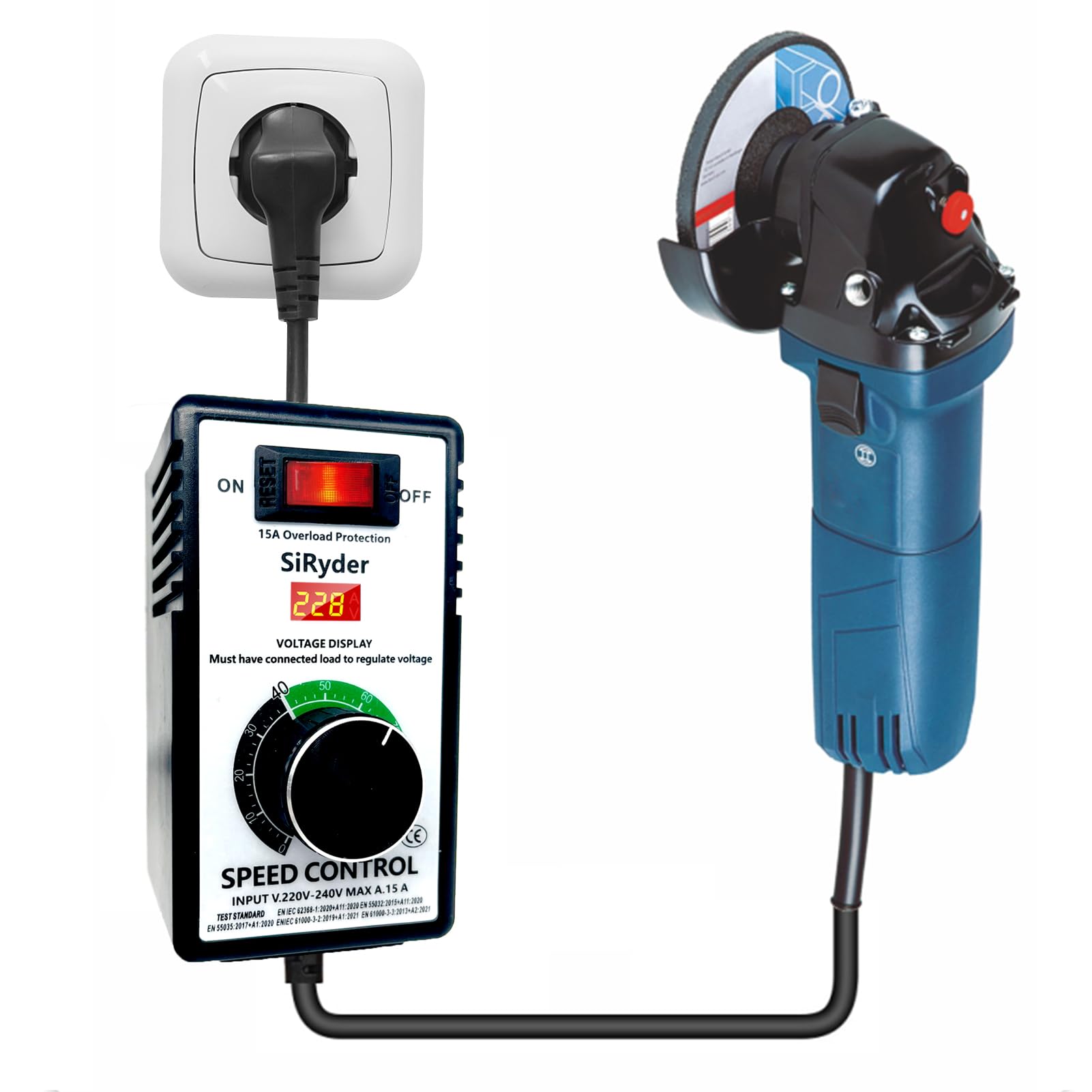 Variateur de Vitesse pour Moteur 220V,Regulateur de Tension Protection contre les Surcharges Variateur de Vitesse Moteur pour Meuleuse D'angle,Souffleur,Variateur de Vitesse 4000W