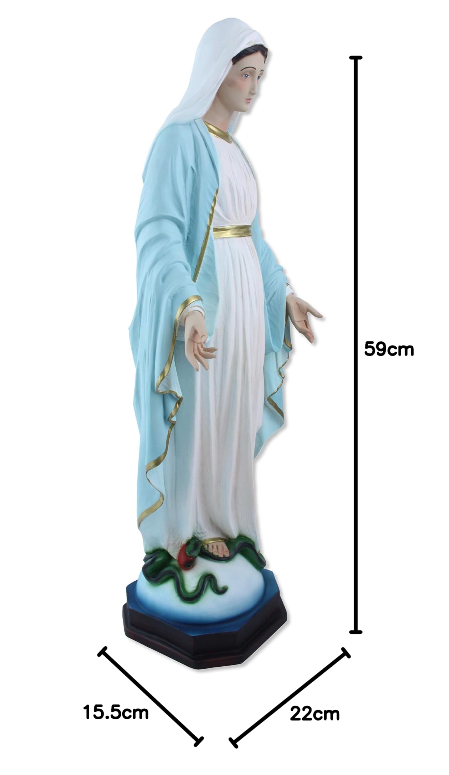 Proposte Religiose Statua della Madonna Immacolata o Miracolosa in Resina. Altezza cm 60. Dipinta a Mano.