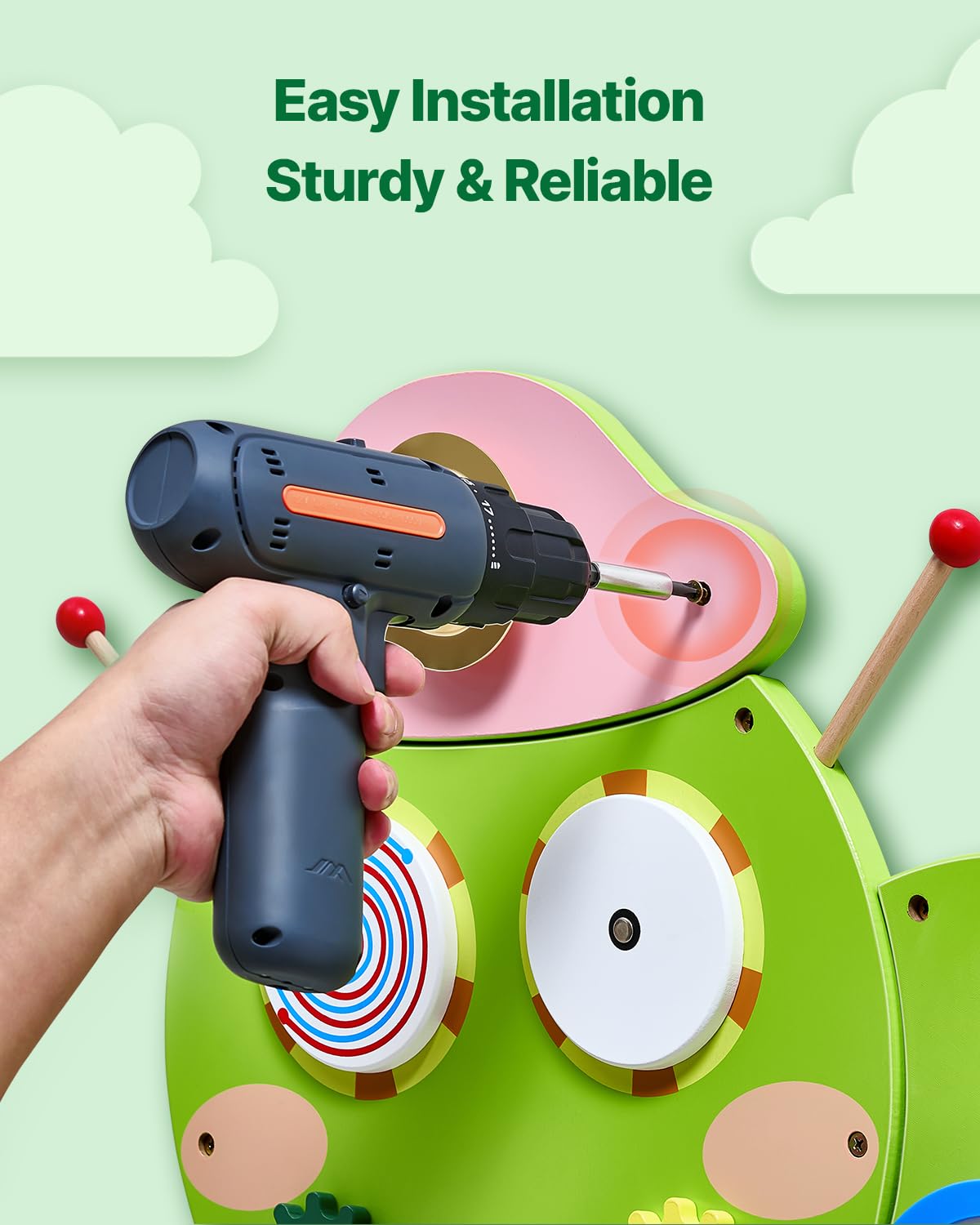 VEVOR Panneaux Muraux d'Activités Chenille, 12 Jeux, Jouet Mural Sensoriel Montessori pour Enfants 3-12 Ans, Centre d'Activités d'apprentissage, Salle de Jeux des Tout-Petits, Crèche, Salle de Classe