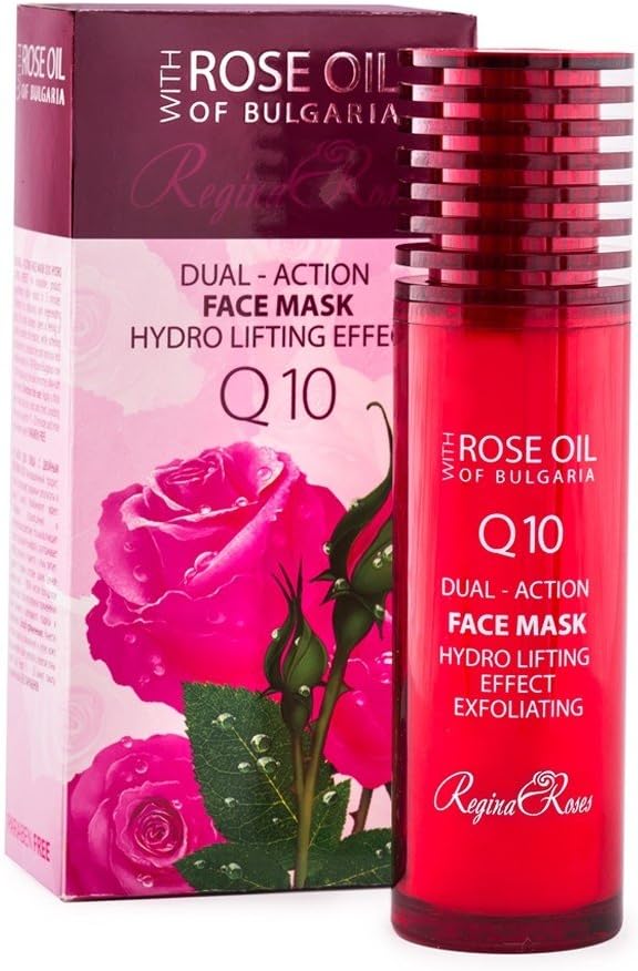 Regina FlorisFace Mask Q10 Dual-Action Hydro Lifting and Exfoliating Effect with 100 % Pure Bulgarian Rose Oil 100ml