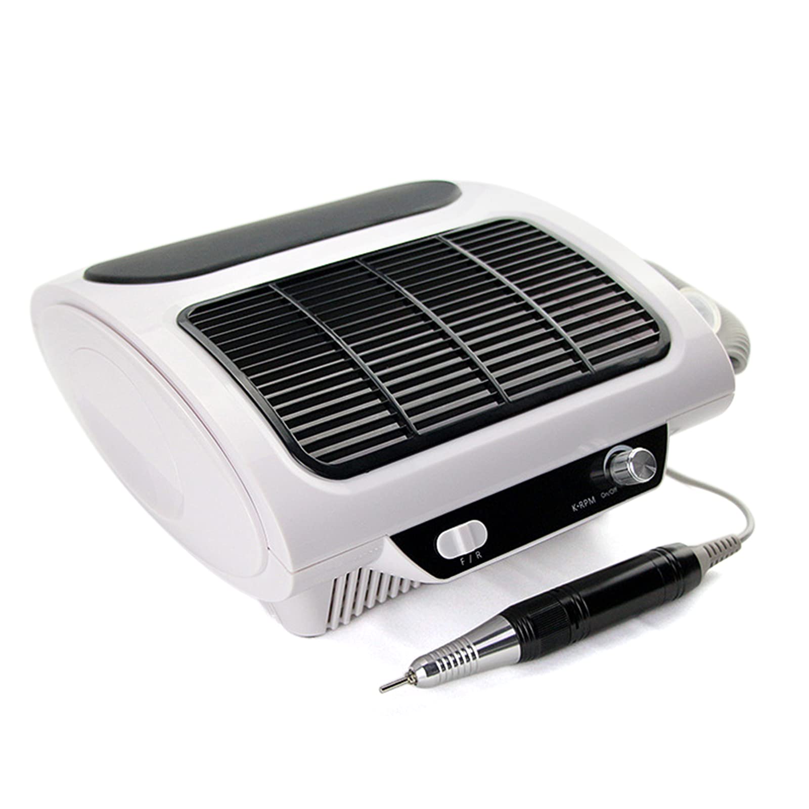 Elektrisches Nagelscheren-Set mit Absaugung, 24W, Weiß, 30000 U/min, LED-Lampe, Fußpedal, 6 Aufsätzen, Professionell, für Maniküre und Pediküre