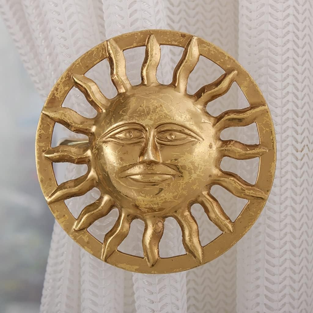 Uchwyty do zasłon, ozdobne uchwyty do zasłon w kształcie słońca w stylu vintage, mosiężny haczyk do zasłon, haczyki ścienne do zasłon, metalowe uchwyty do zasłon,Set of 2