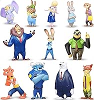 12-Piece Cartoon City Animal Figures Set - Mini Toys for Creative Play, Party Favors, Desk Decor & Collectible Gifts