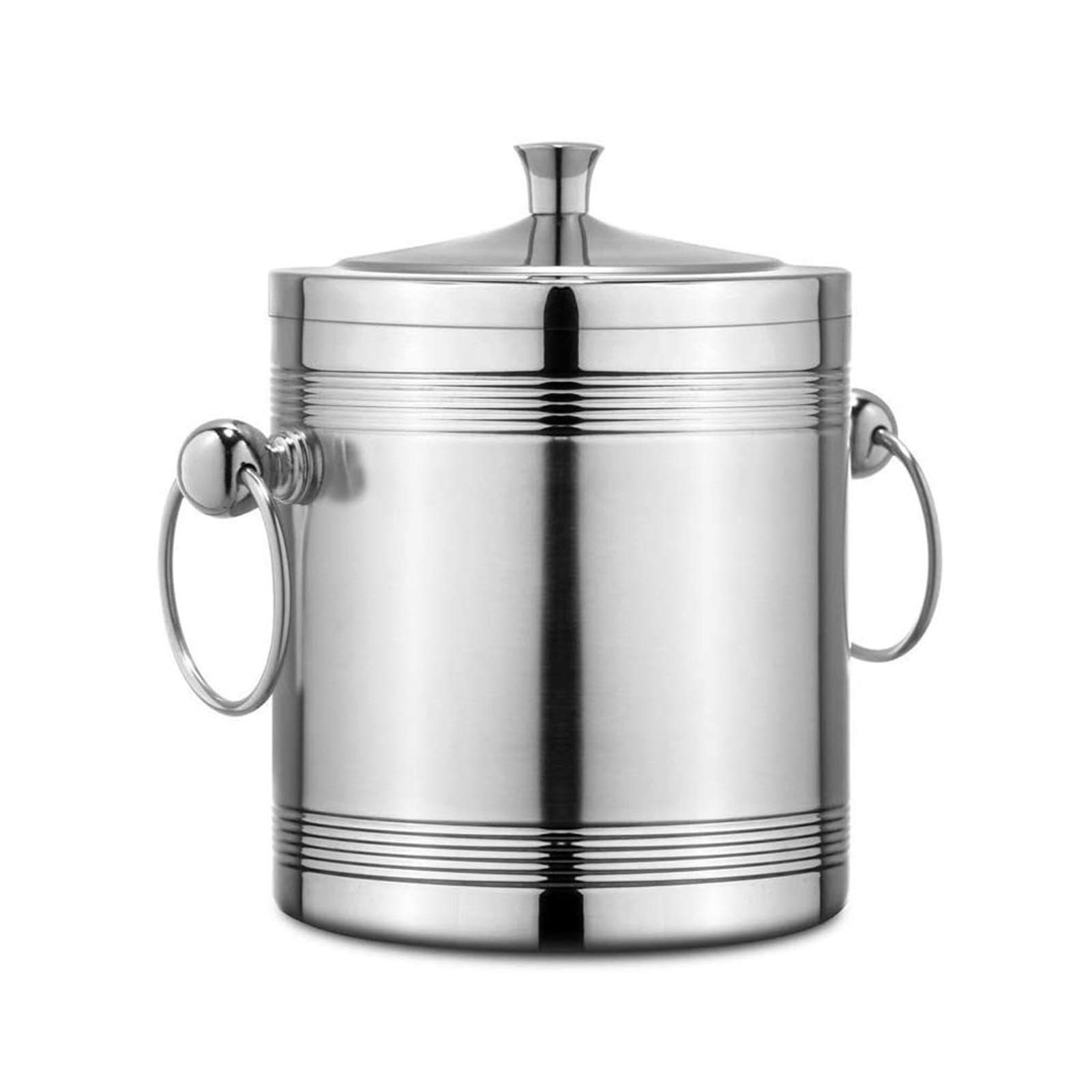 Cubo de Hielo de Acero Inoxidable, Cubo de Hielo portátil de Doble Pared con Pinzas, Utensilios para Bar, Utensilios de Servicio para Fiestas, Eventos y reuniones