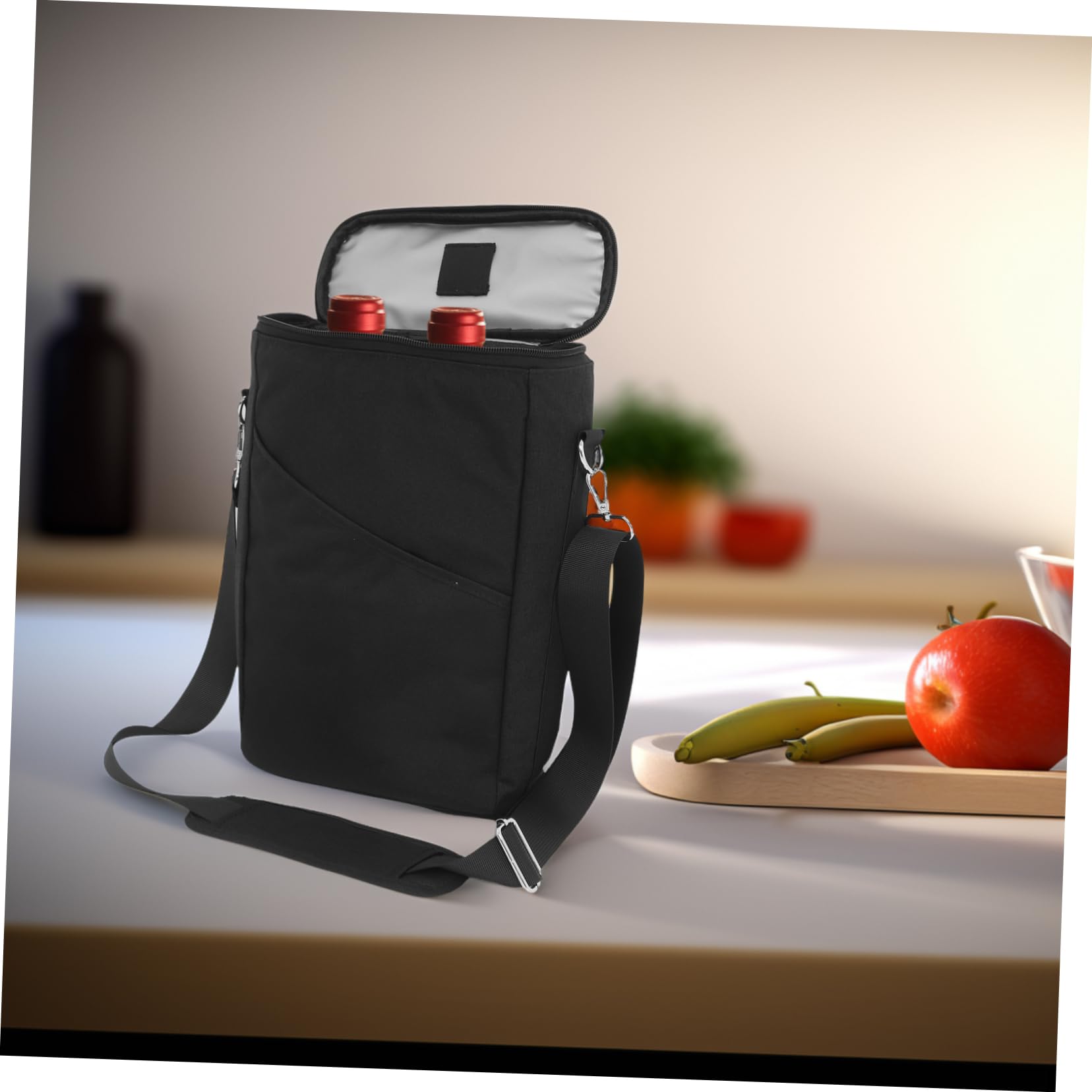 Weinflaschen Kühltasche für 2 Flaschen aus Oxford, Schwarz