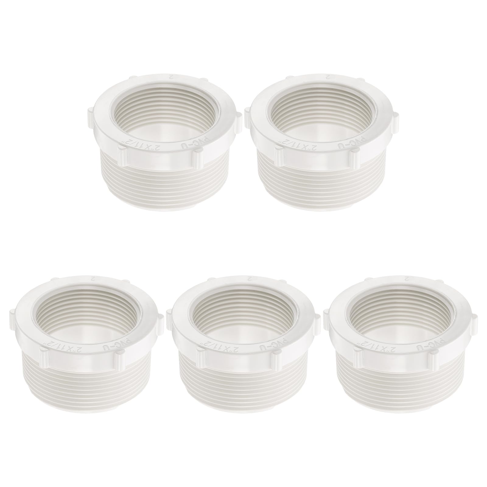 QUARKZMAN 5 Pcs Manchon Réducteur PVC Filetage Mâle G2" Vers Filetage Femelle G1-1/2" Raccord Réducteur Adapter PVC Pour Système De Plomberie De Connexion De Tuyaux, Blanc