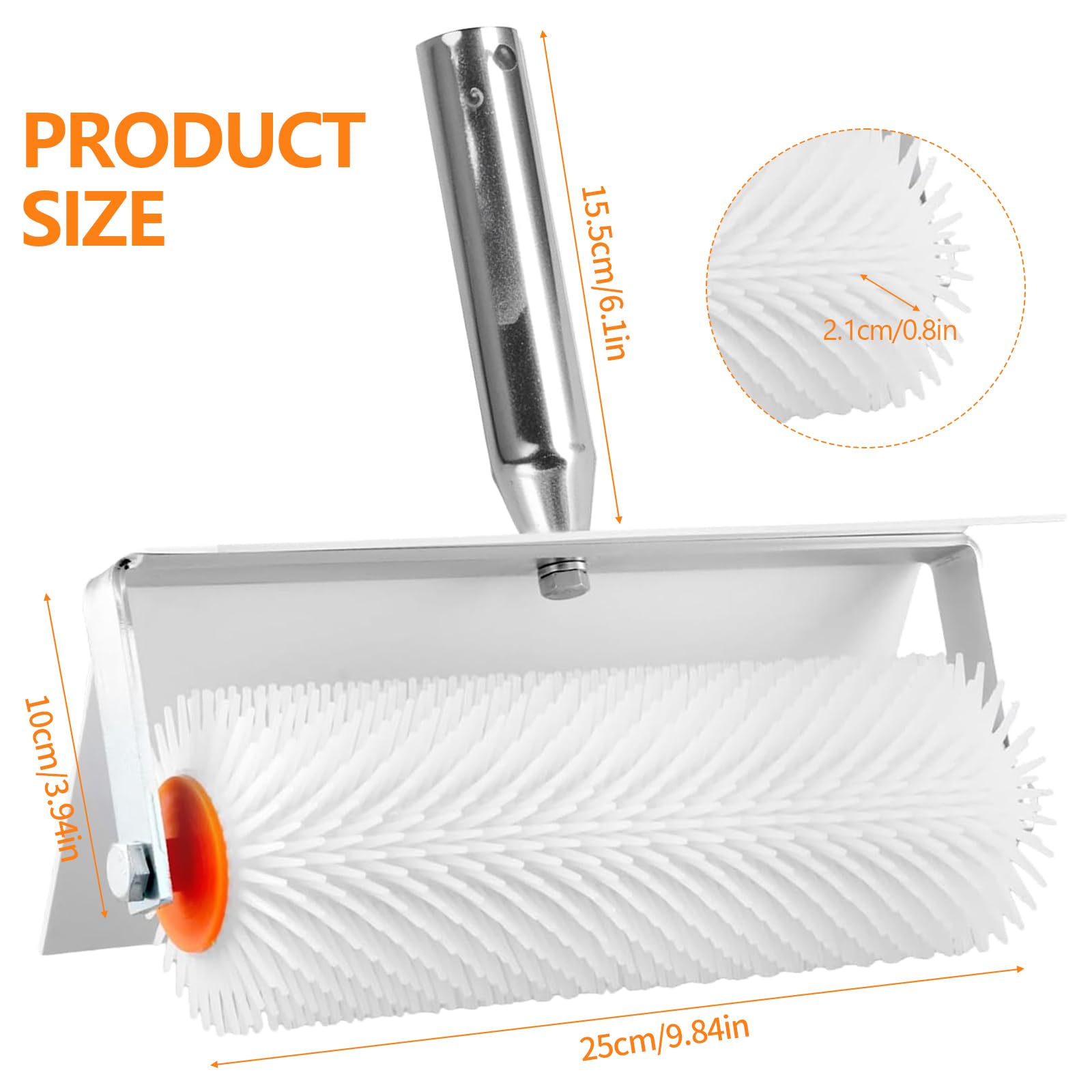 Rouleau de purge à pointes - 25 cm - Avec protection anti-éclaboussures - Longueur du pic : 21 mm - Pour enlever les bulles et les surfaces lisses