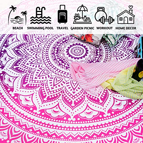 Folkulture Round Mandala Tapestry Or Boho Beach Blanket Or Bohemian Decoration Or Hippie Beach Blanket, Beach Towels, Turkish Beach Towels For Adults #TOP6