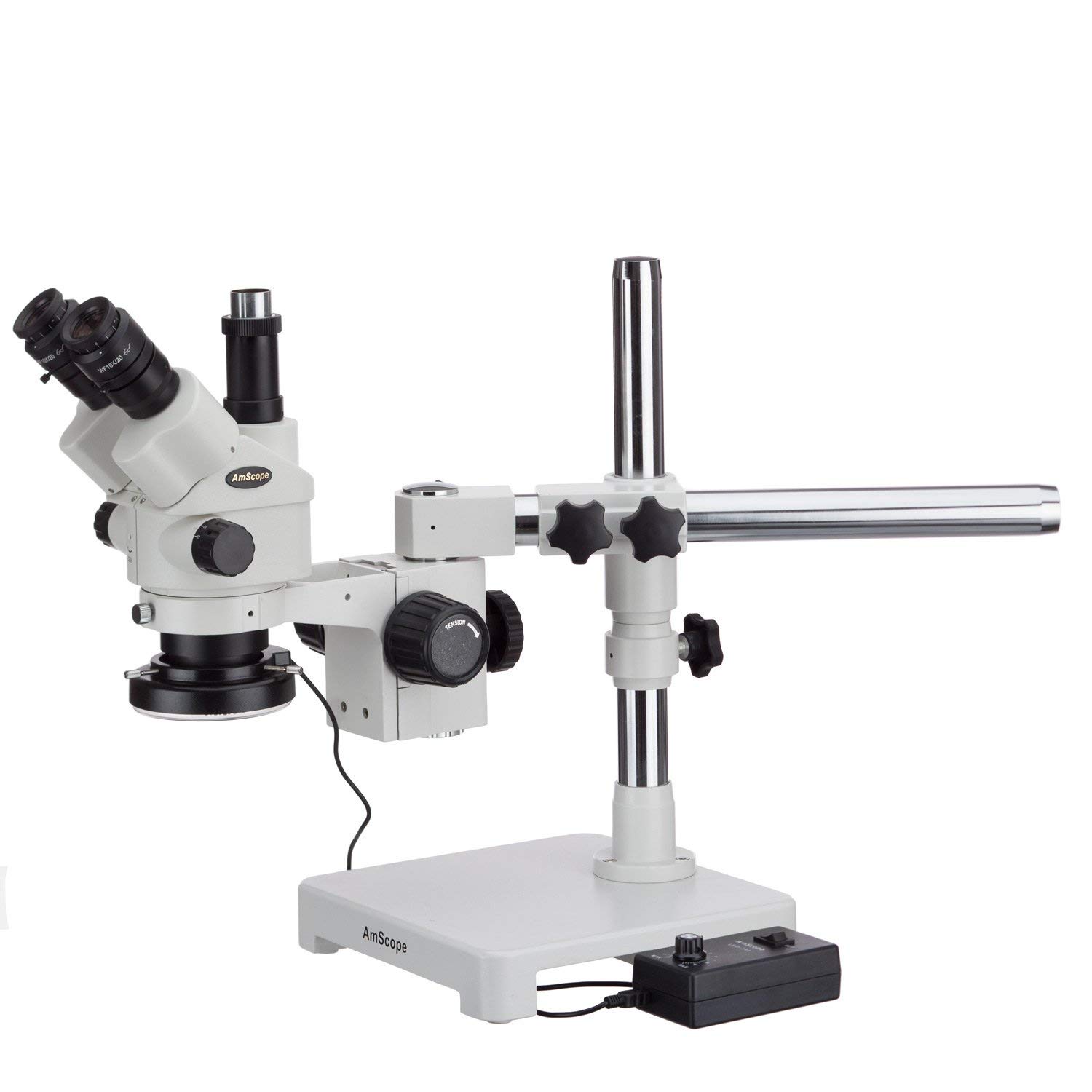 AmScope 3.5X-180X Simul-Focal Stereo Lockable Zoom Microscope with 144-LED Ring Light (SM-3NTPZZ-144)