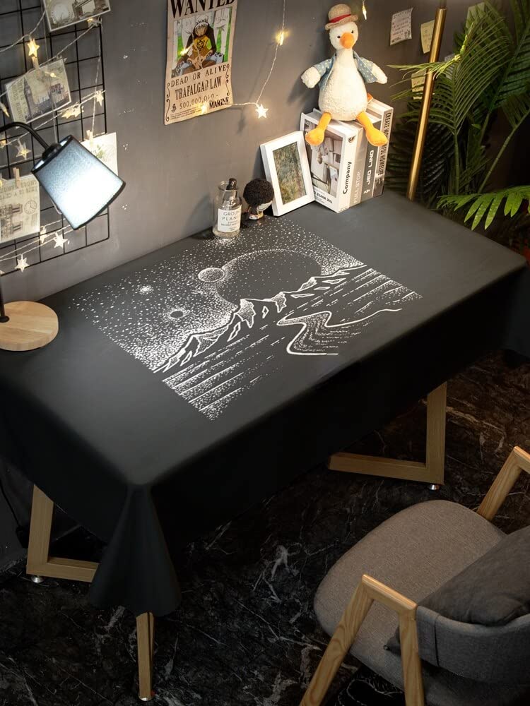 Amazon｜ブラックアート イラスト ムーン 防水 洗いやすい 家庭用