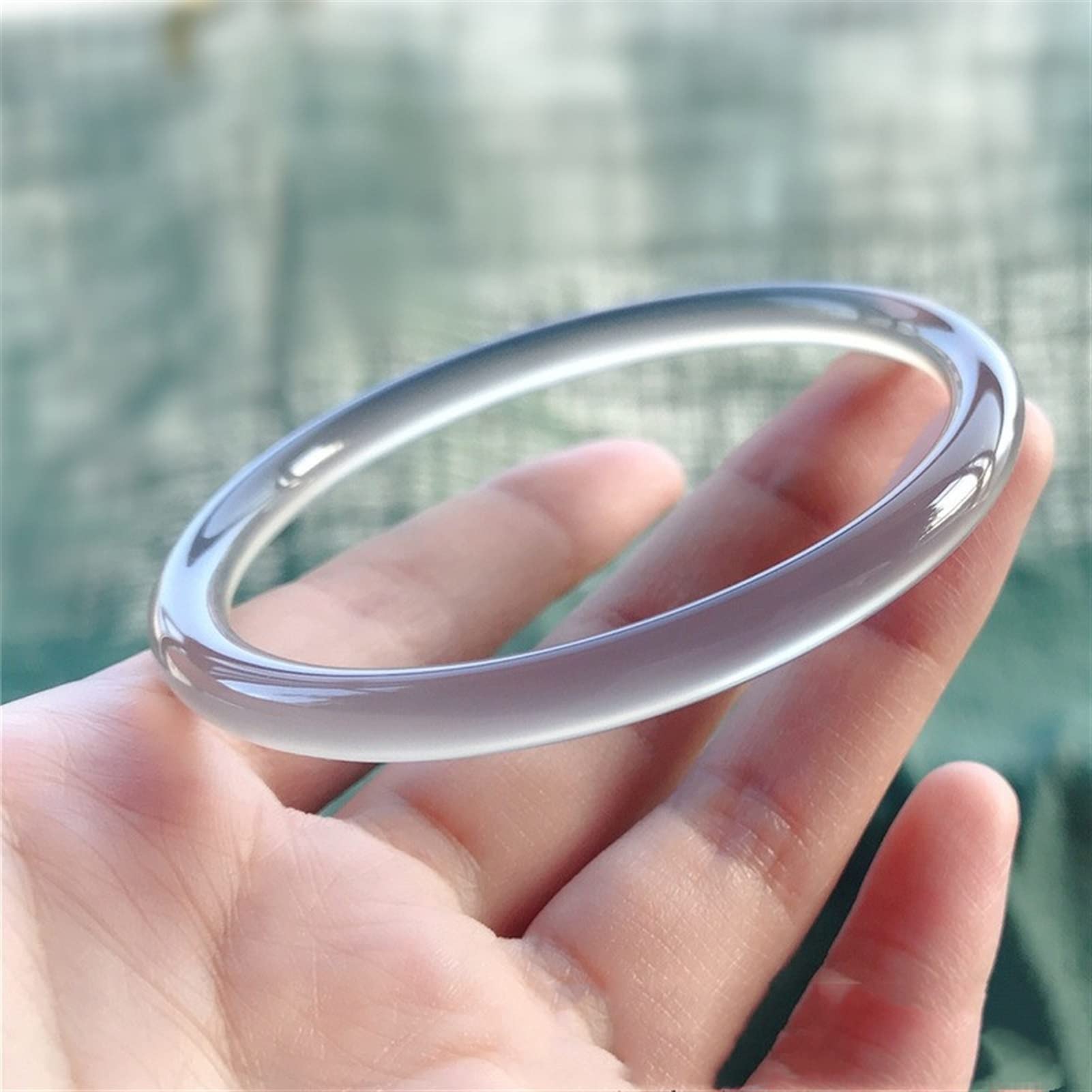 Bracciale Rotondo Sottile Intagliato a Mano Braccialetto Agata Femmina (Colore Gemma: 6062)