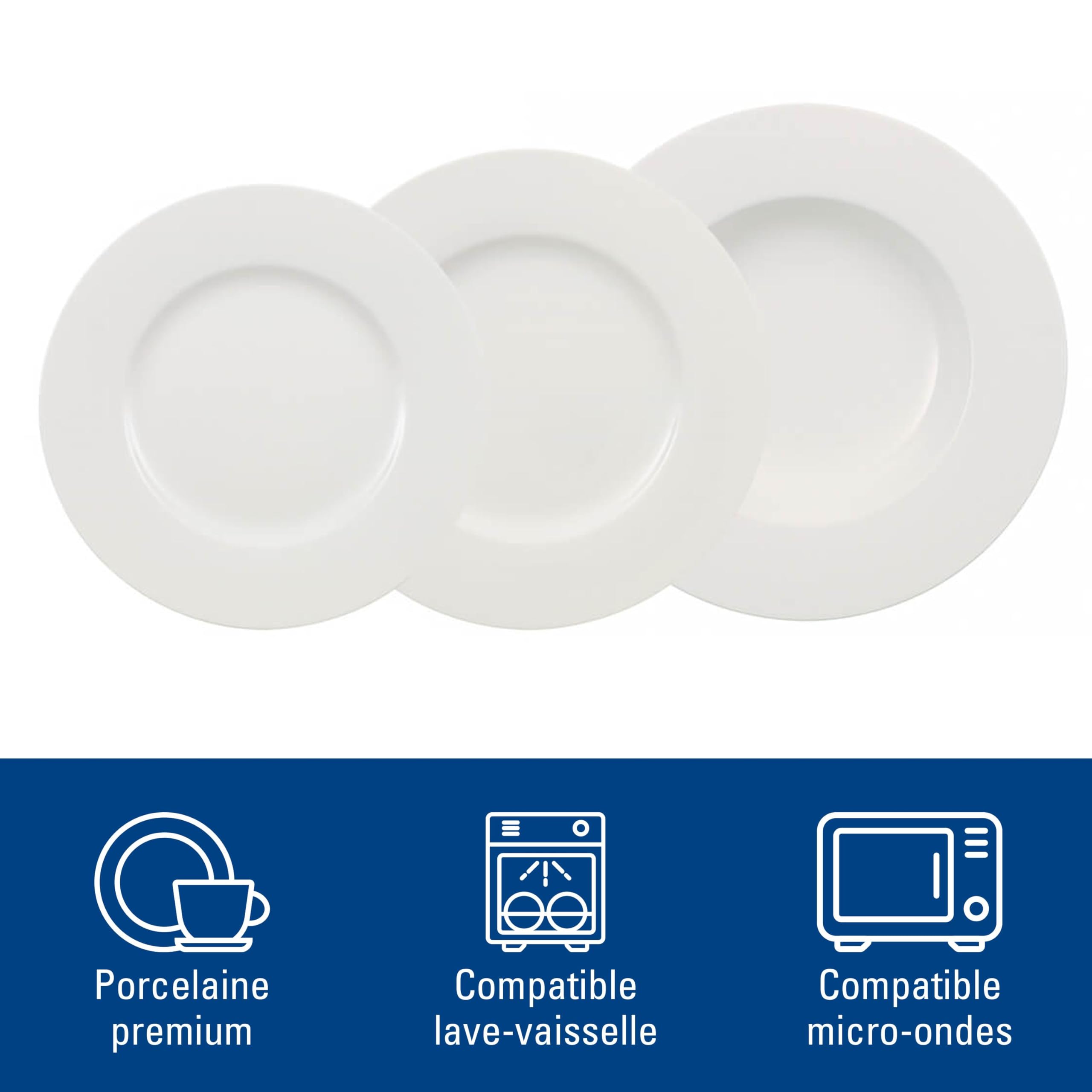 Villeroy & Boch - Wonderful World White Set de Dîner 12 Pièces Blanc, Garanti Lave-Vaisselle, Compatible Micro-Ondes, Ensemble de Vaisselle, Assiettes Service de Table, Porcelaine Haut de Gamme