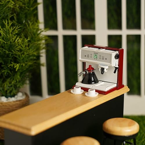 Miniatura 3 de Cafetera en miniatura con olla y 2 tazas, accesorios para casa de muñecas 112, máquina de café, decoración artificial de la casa, decoración de mini
