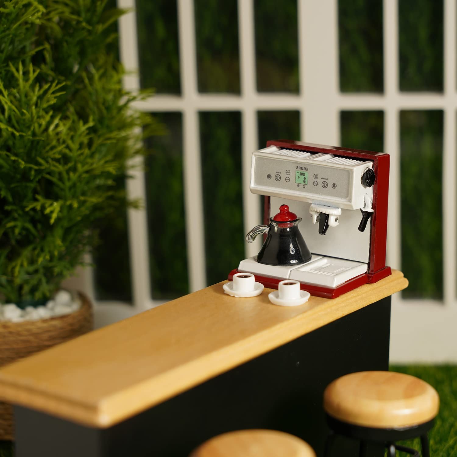 Odoria Miniature Máquina De Café 1:12 – Set Con Cafetera Y 2 Tazas, Accesorio Detallado Para Casa De Muñecas, Ideal Para Coleccionistas Adultos