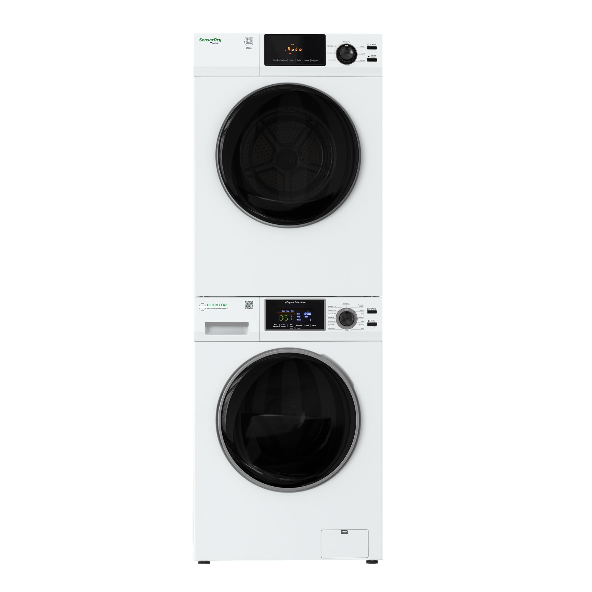 Equator Laundry Set 18 Lbs Washer 1.9cf+Vented Dryer 4cf SINGLE OUTLET 110V