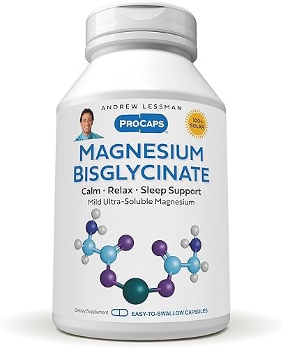 ANDREW LESSMAN Bisglicinato de magnesio  120 cápsulas  70 mg. Suave, altamente absorbente, no laxante, calmante magnesio para relajación, estrés y