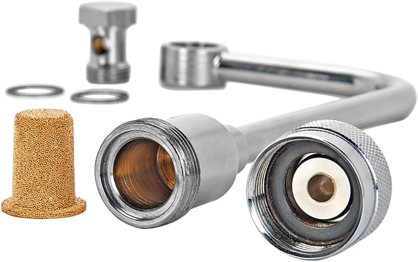 JEGS Single Feed Filtered Fuel Line Kit | Fits Edelbrock, Carter, And AFB Carburetors | 3/8 � Hose Barb Inlet | Chrome Finish