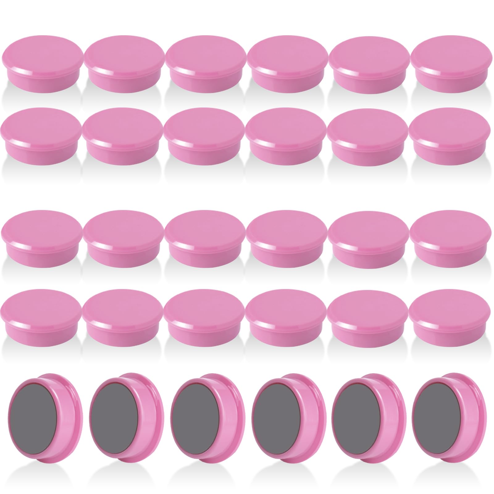 QOJOPU 30PCS Fridge Magnets Strong Magnet, Round Small Magnets for Whiteboard, Heavy Duty Mini Magnets for Crafts, Notice Board, Home, Office, Kitchen, Classroom - Berry Pink Cute Decorative Magnet