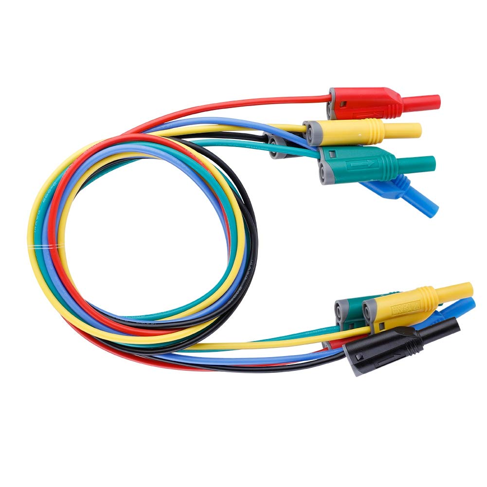 Oumefar Banana Plug Silicone Test Leads Kit 5pcs 4mm Banana Plug Safety Stackable Wire Stack Test Flexible Wire Leads for Multimeter 1M