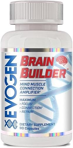 Evogen Brain Builder  Conexión muscular mental nootrópico, alfa-GPC, creatinol, teanina, yerba mate, extracto de bacopa, CPD-colina, huperzina,  90