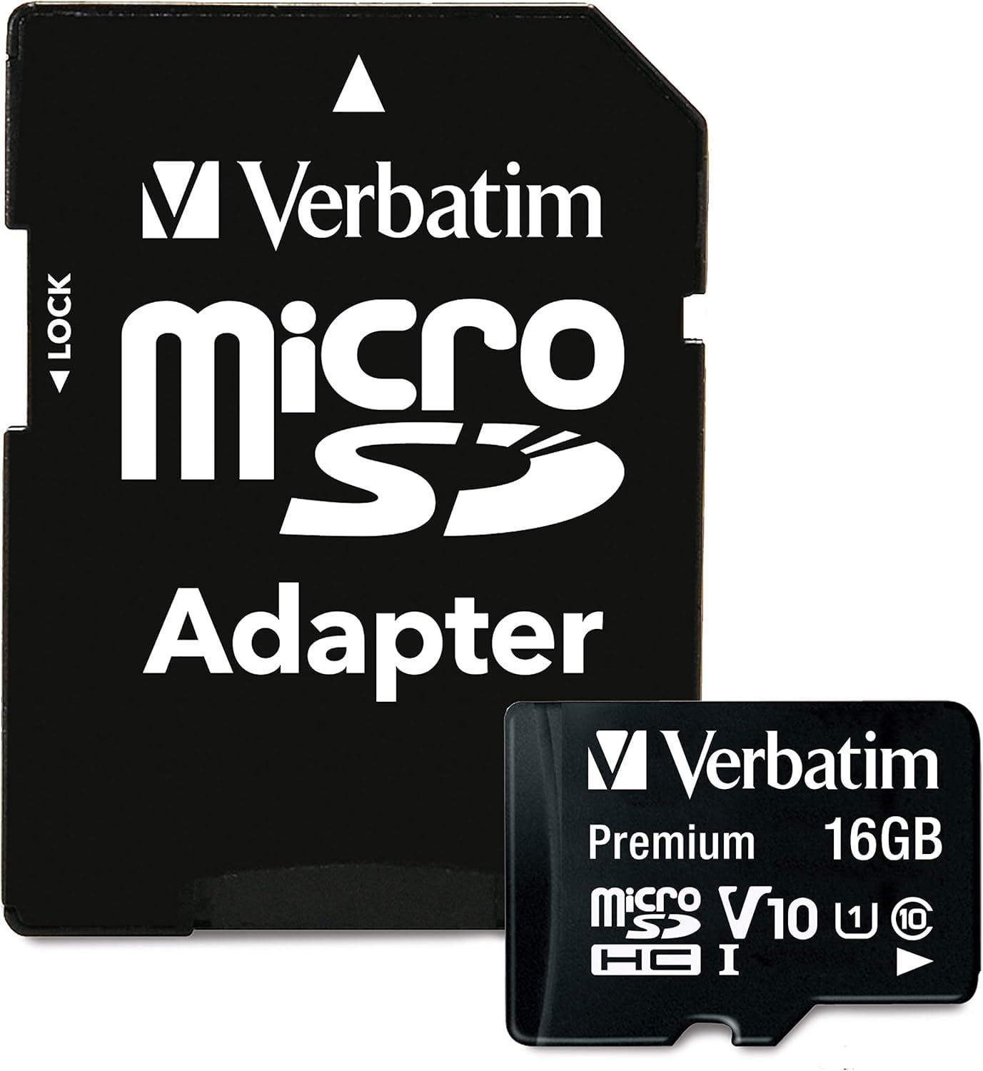 Verbatim 16GB Premium microSDHC Memory Card with Adapter UHS-I V10 Class 10 supports Full HD (1080p) U1 speed rated Up to 80MB/s read speed
