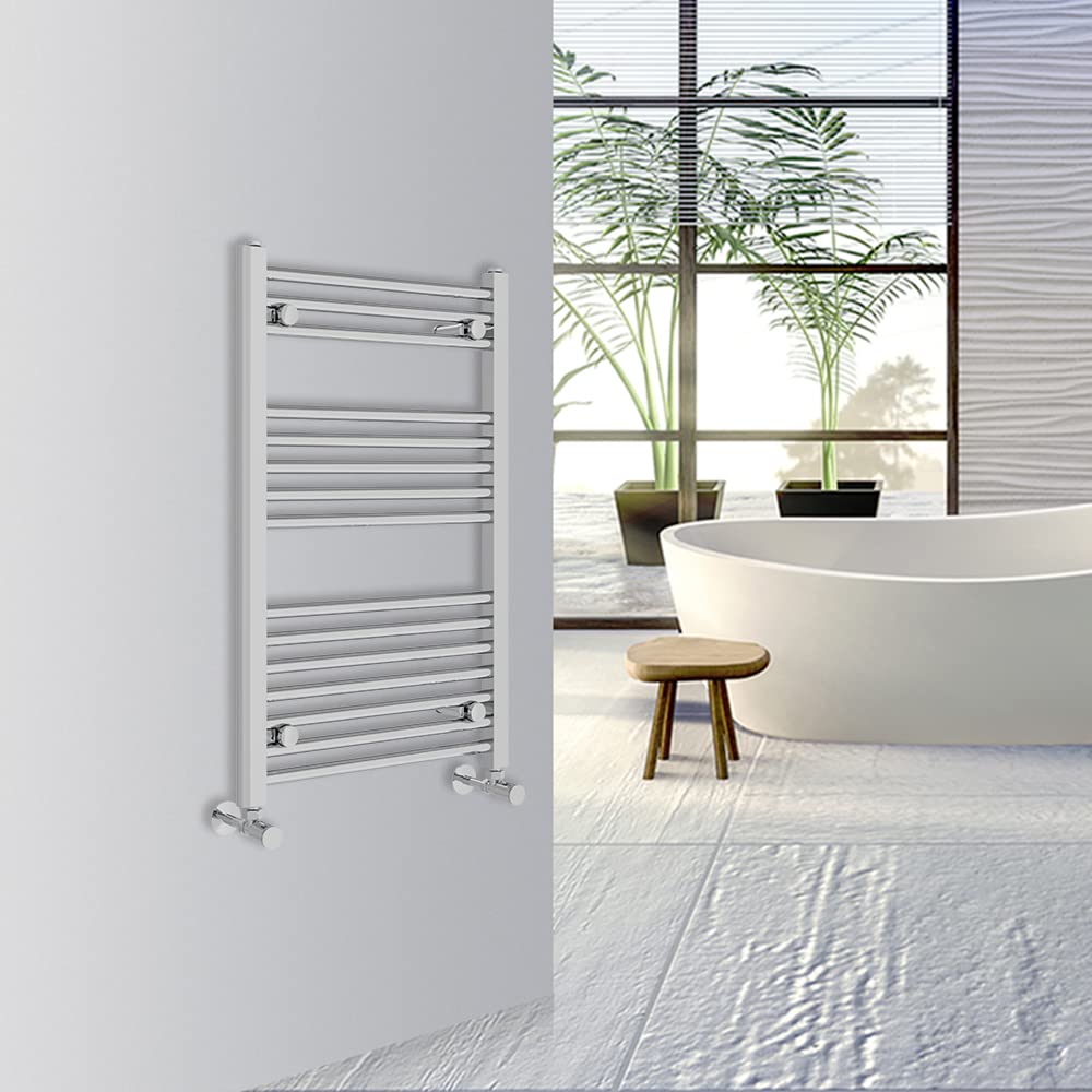 Warmehaus Chrome Straight Bathroom Heated Towel Rail Warmer Radiator Central Heating 800X500mm