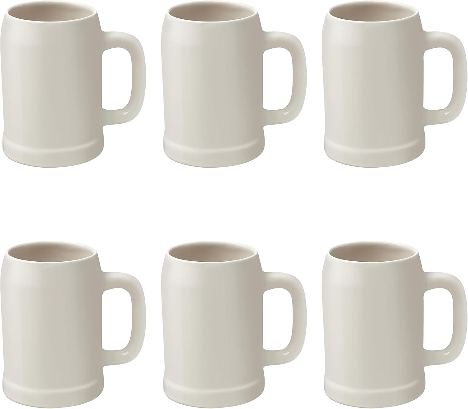 DISCOUNT PROMOS Ceramic Beer Stein Mug 24 oz. Set of 6, Bulk Pack - Great for Octoberfest, Pub, Restaurant and More - Natural