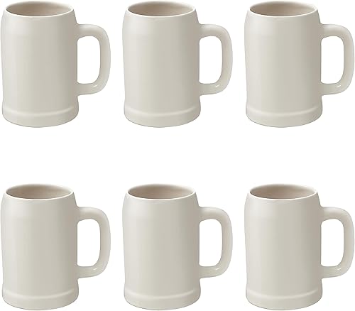 DISCOUNT PROMOS Taza de cerámica para cerveza, 24 onzas, juego de 6, paquete a granel, ideal para Octoberfest, pub, restaurante y más, natural