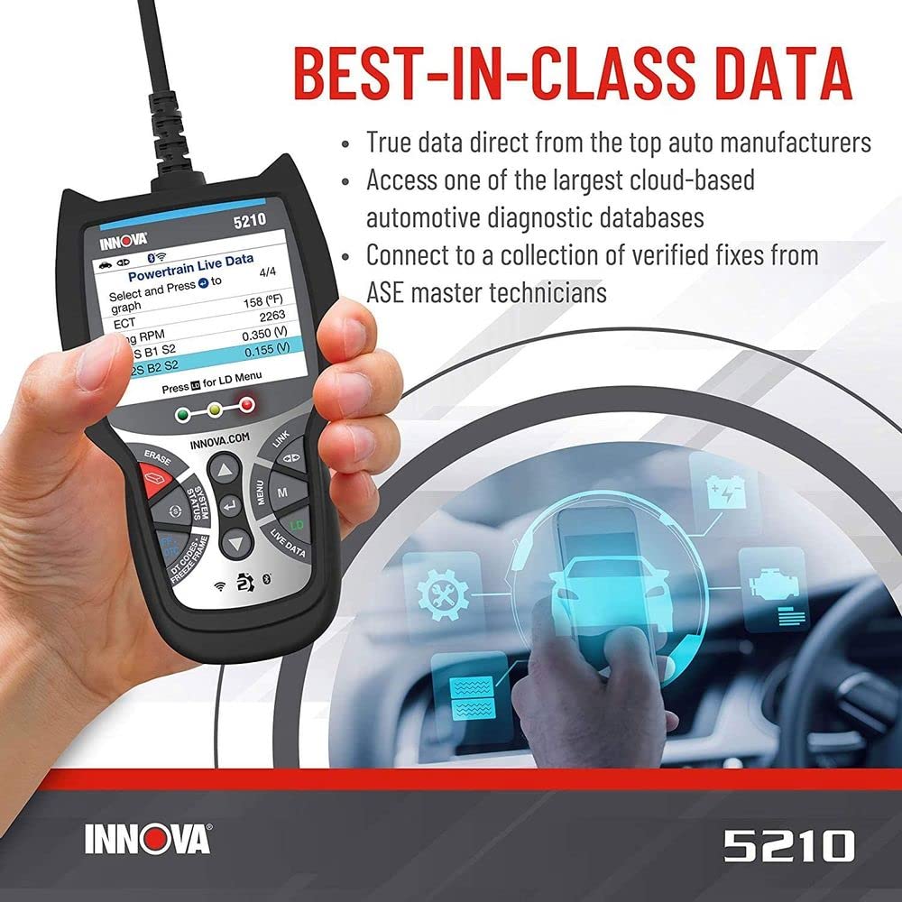 INNOVA 5210 Newest 2022 OBD2 Diagnostic Code Scanner Read/Erase ABS Codes, Reset Oil Lights