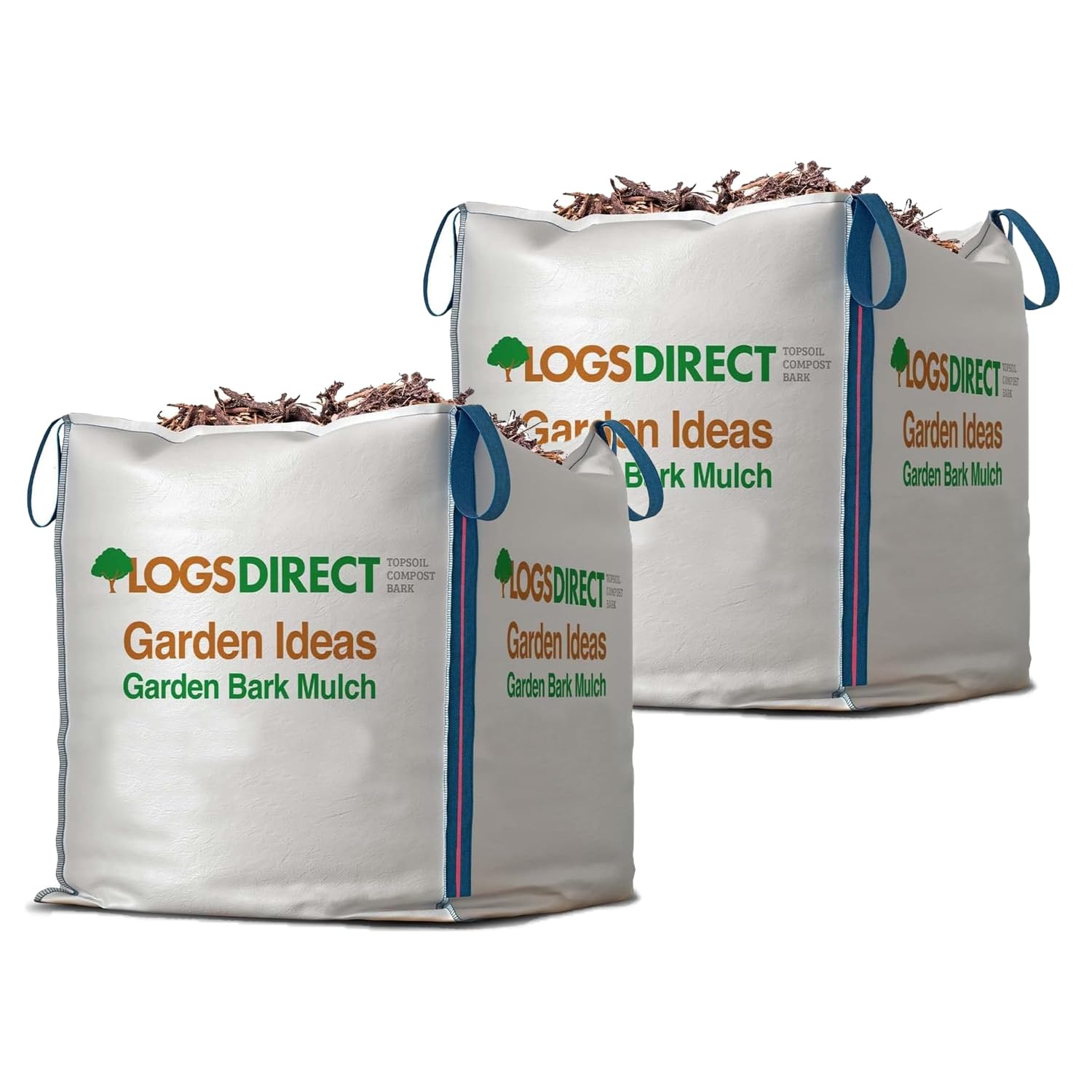 2 x Bulk Dumpy Bags Garden Bark Mulch - Suitable for Outdoor Yard Garden Borders Flower Bed Pathway Weeds Supressing & Enhancing Plants Landscaping