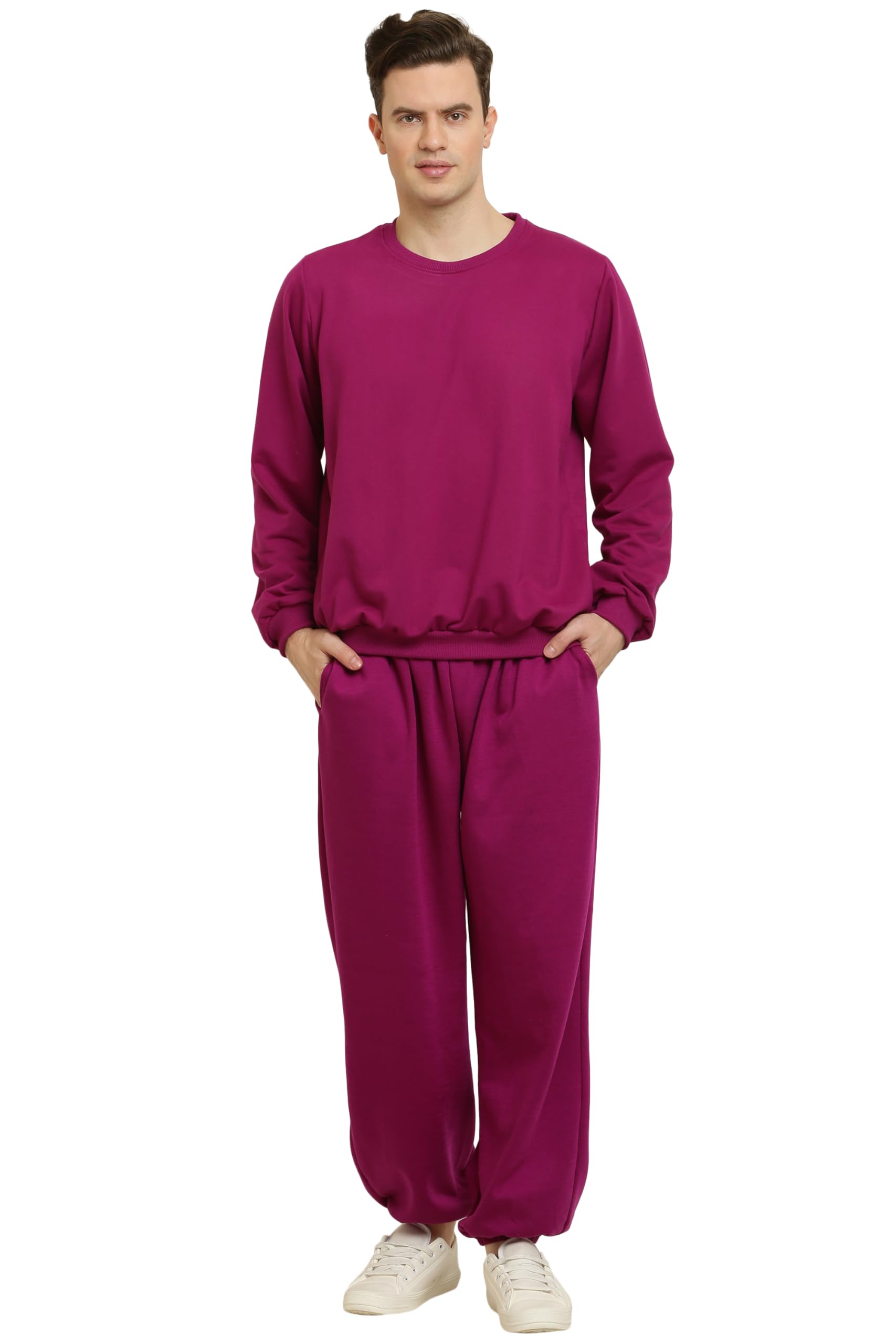 ELEGANCE Men's Winter wear Sweatshirt Tracksuit Set with warm Pyjama Lower || Small to 2XL || REGULAR SIZES || (11 COLOURS) (IN, Alpha, L, Regular, PURPLE)-picture-20