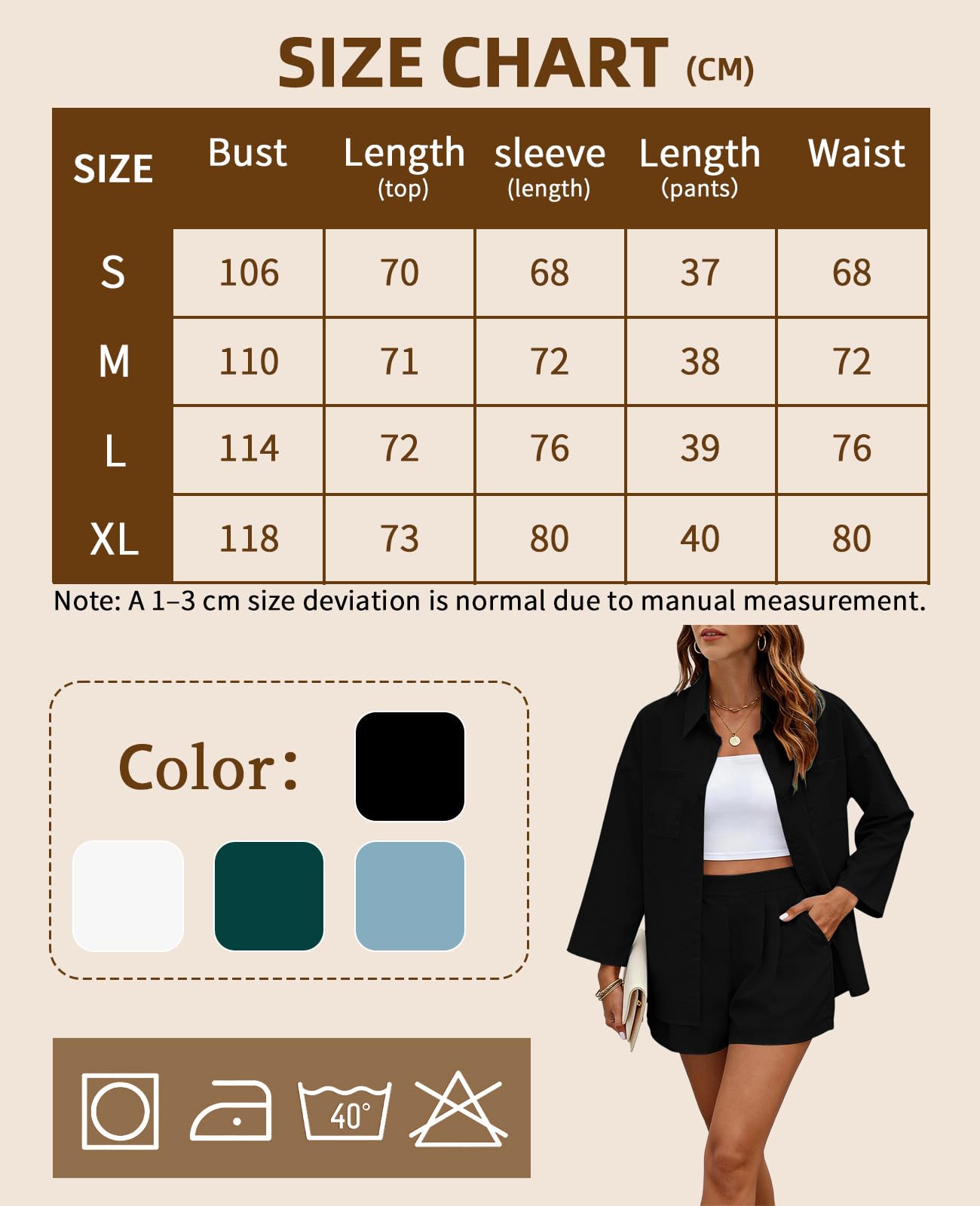 Ensemble 2 Pièces pour Femme Col Chemise Boutonnée Avec Short Ensemble de Détente D'été Confortable