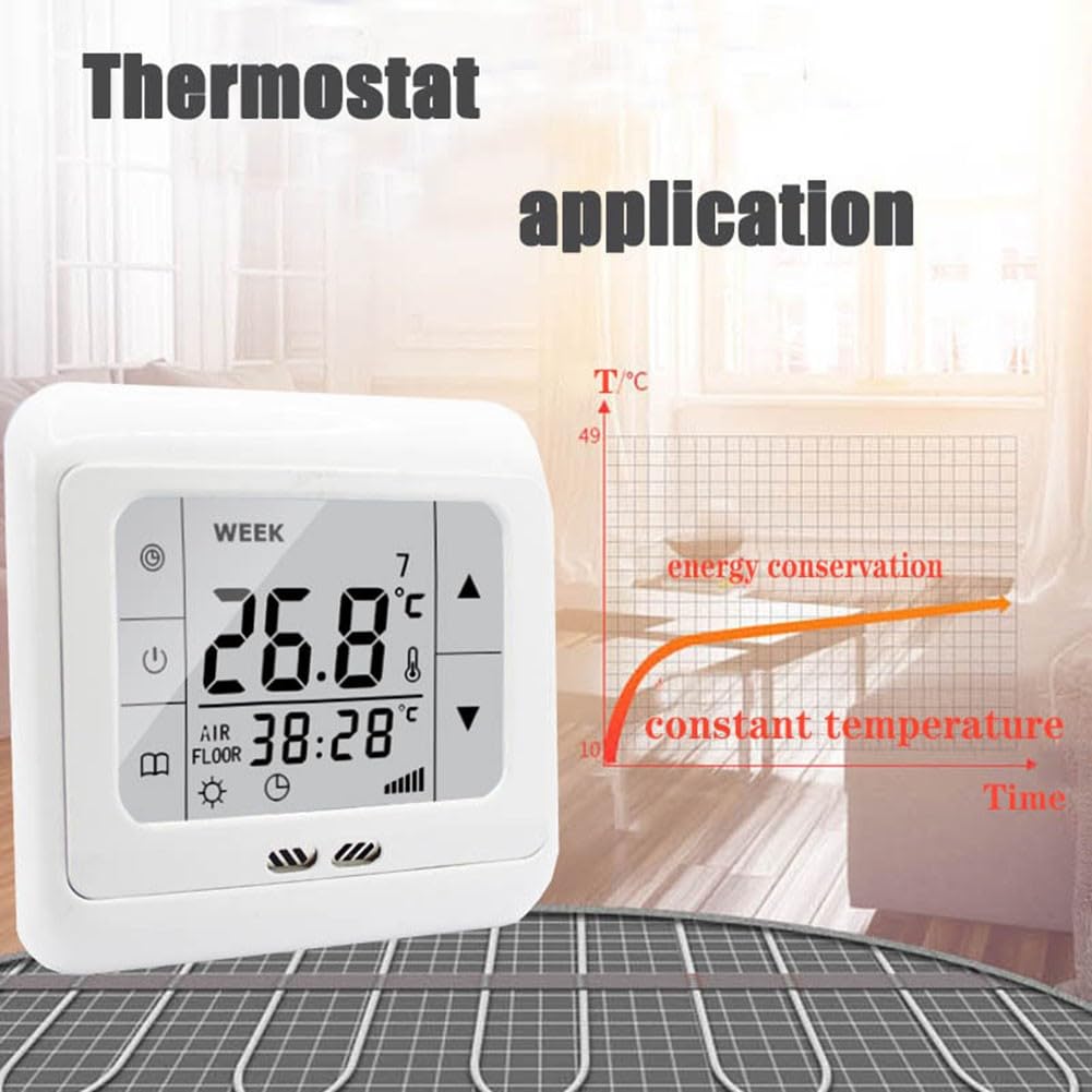 Underfloor Heating Thermostats Programmable 16A, Digital Thermostat Touchscreen Underfloor Heating Room Controller Floor Sensor - Image 3