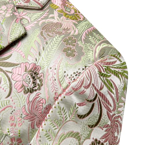 Image of Barry.Wang Mens Flowers Blazer Suit Jacket Floral Jacquard Notched Lapel Tuxedo Casual Sport Coat Disco Prom Wedding Party