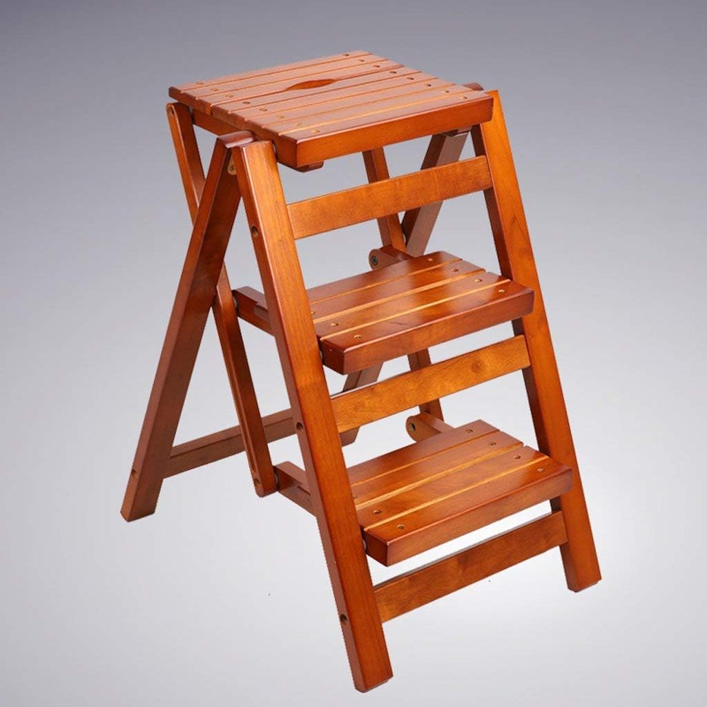 Portable Folding Solid Wood Stool Ladder Chair for Kitchen Home and Storage Shelf Extremely Durable and Multi Purpose