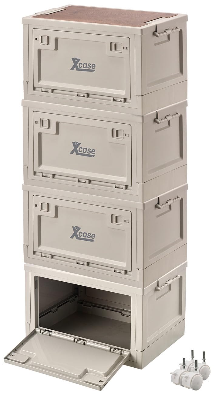 Xcase Kisten mit Deckel: 2er Set 2er-Set Aufbewahrungsbox mit Deckel und MDF Ablage 30L,Wheel (Kisten mit Kunststoff, Camping Tischboxen, Organizer)