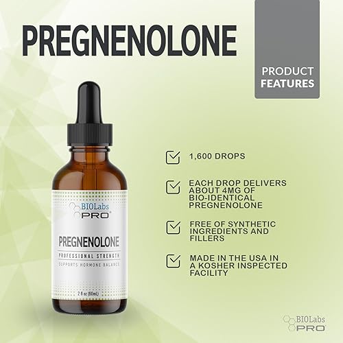 Miniatura 3 de Pregnenolone, aceite de pregnenolona bio-idéntico natural, apoya el equilibrio hormonal, botella de 2 oz - suministro para seis meses