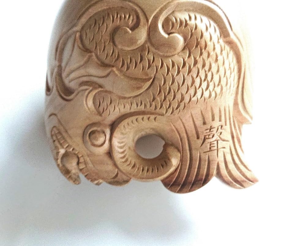 Amazon.co.jp: 最高級木魚セット 本楠鯱彫り4.5寸聲木魚セット