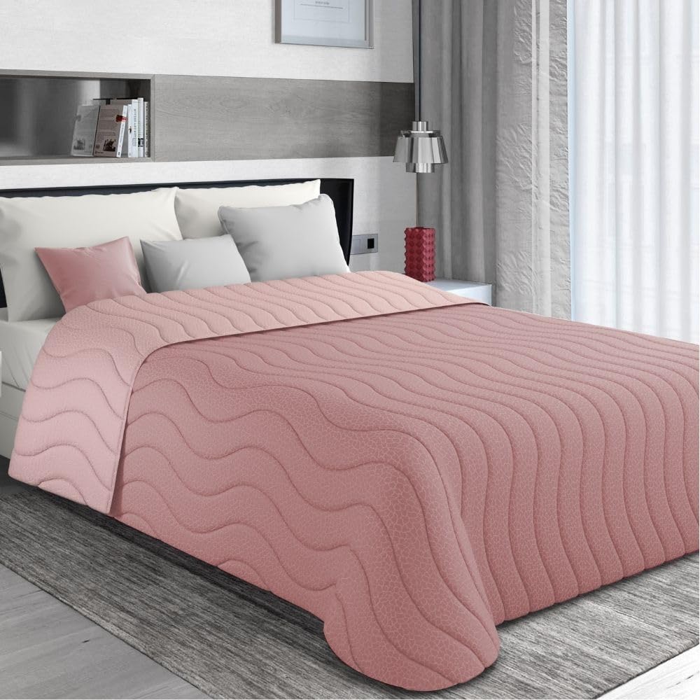 MAXIME MAISON - Colchas Cama 135 (215x265cm) Colcha de Media Temporada Cama 135 (100 gr/mq) Cubrecama Doble Cara, Cubre Cama en Microfibra Suave, Made in Italy Modernas