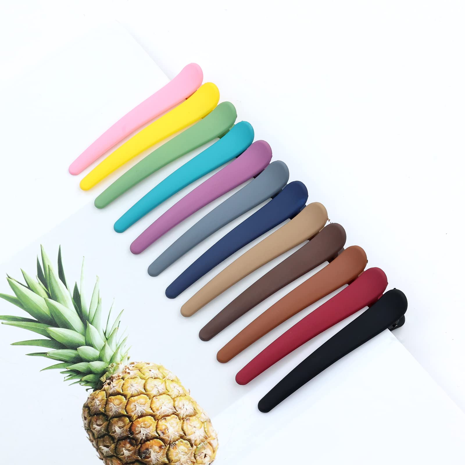 Paquete de 24/12 pares de pinzas de plástico mate de 3 pulgadas para el cabello, para peluquería, peluquería, pico de pato y cocodrilo, pinzas antideslizantes para el cabello, accesorios para 6