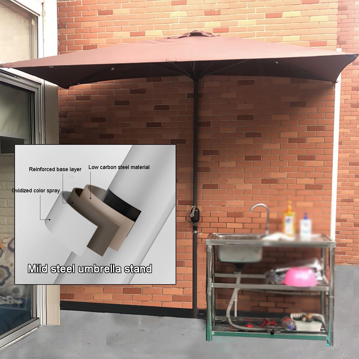 Półprostokątny parasol balkonowy – 240 cm półprostokątny parasol tarasowy z korbą łatwe otwieranie/zamykanie, idealny do tarasów zewnętrznych na patio i do ogrodu