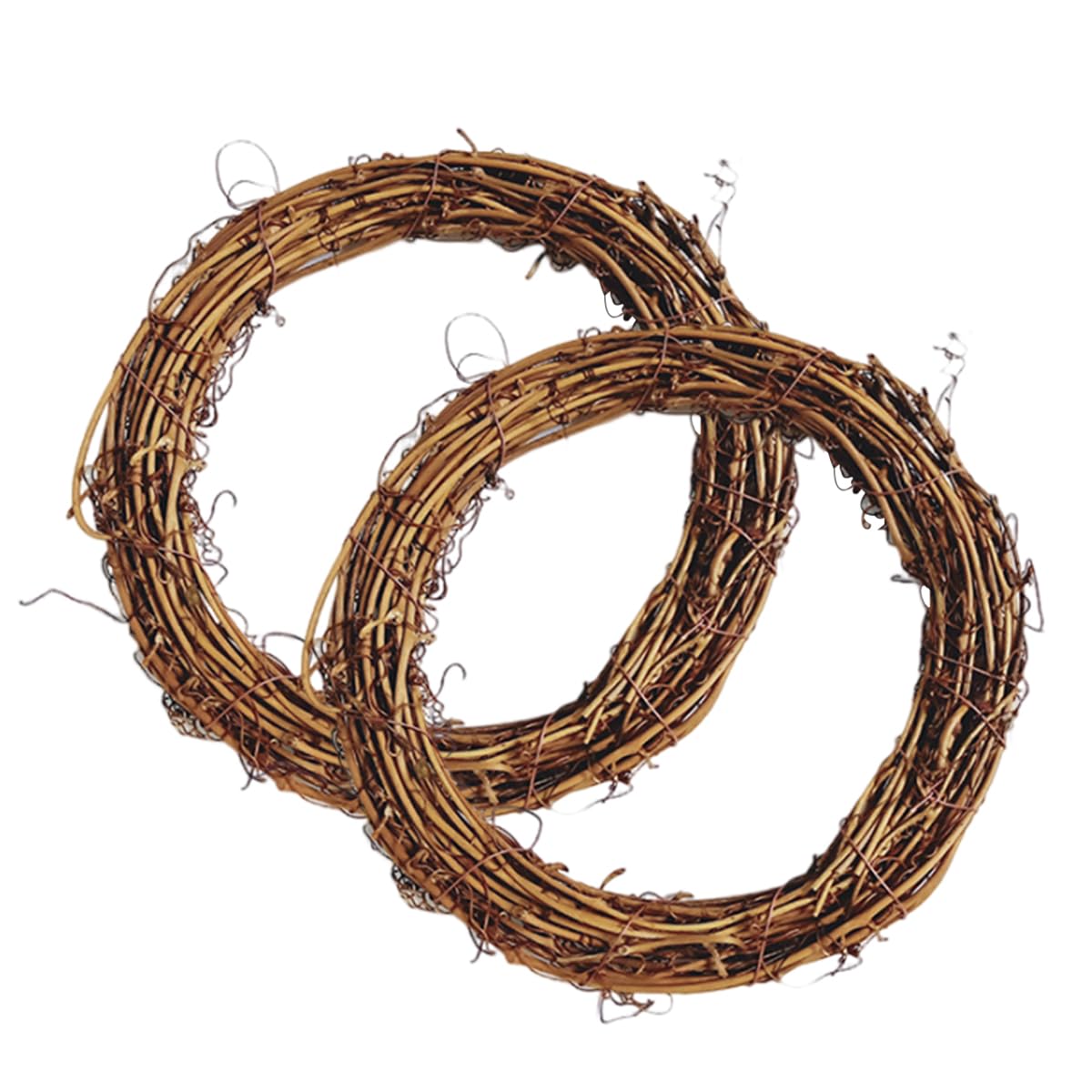 JOYWU Natural Grapevine Wreaths Set,2 Pcs 30cm DIY Rattan Wreath Frame,Vine Branch Wreath,Round Rattan Twig Wreath Base,DIY Wreath Making Supplies,Grapevine Wreath Rings for DIY Crafts (30cm)
