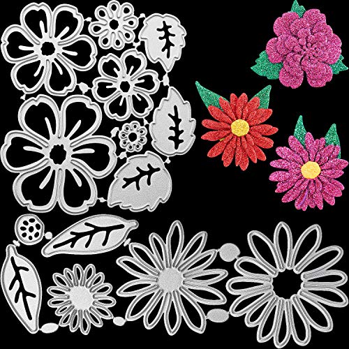 2 Sets Flower Metal Cutting Dies Flower Leaves Embossing Stencil 14 Styles 3D Die Cuts Stencil for DIY Crafts Scrapbook Album Paper Card, 14 Pieces in Total (Classic Styles)