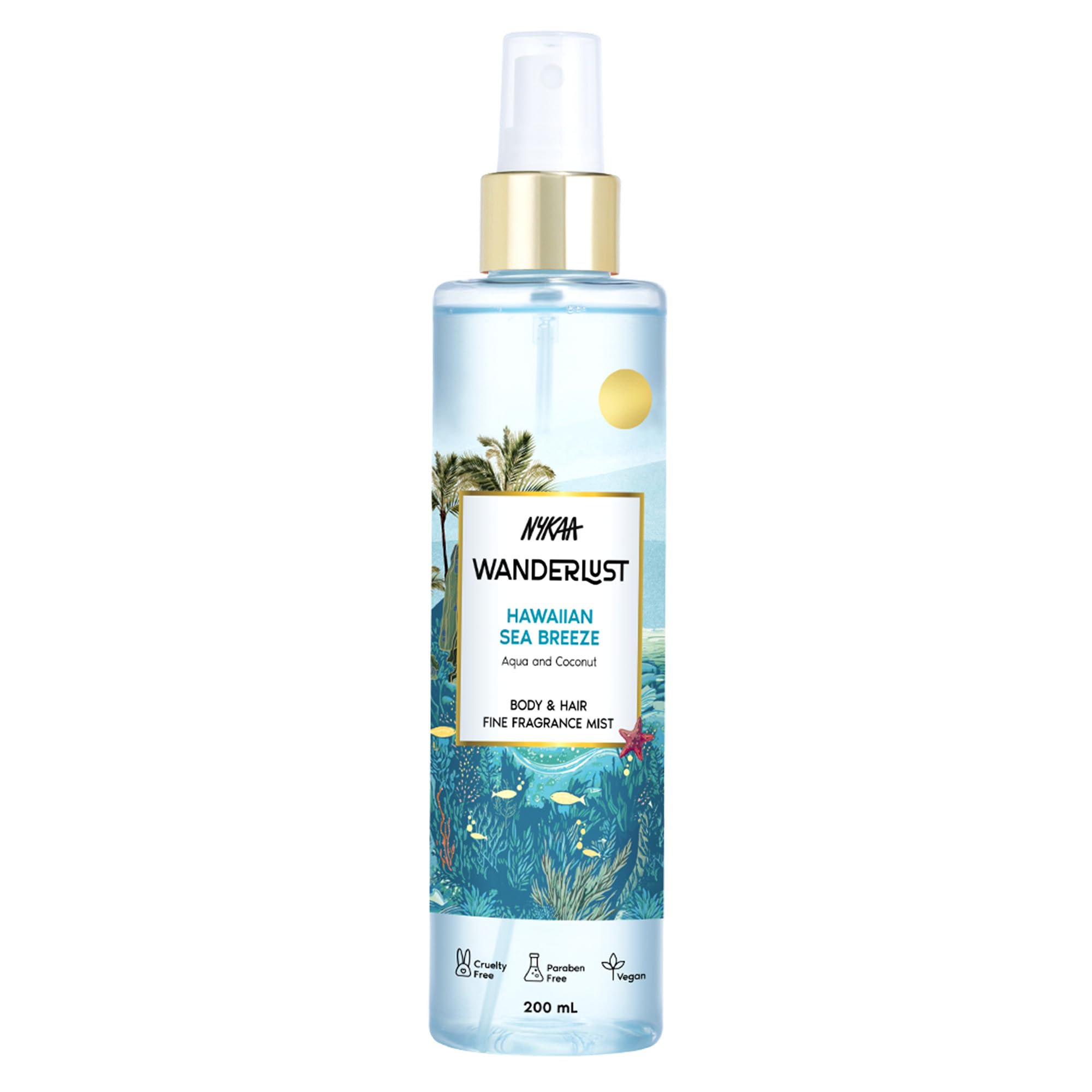 Nykaa Wanderlust Hawaiin Sea Breeze Body & Hair Fine Fragrance | Perfume Mist for Women – 200 ml I Fresh aqua and coconut Perfume | Long–Lasting, Travel‐Friendly, Vegan,Paraben‐Free, IFRA Certified-image-29