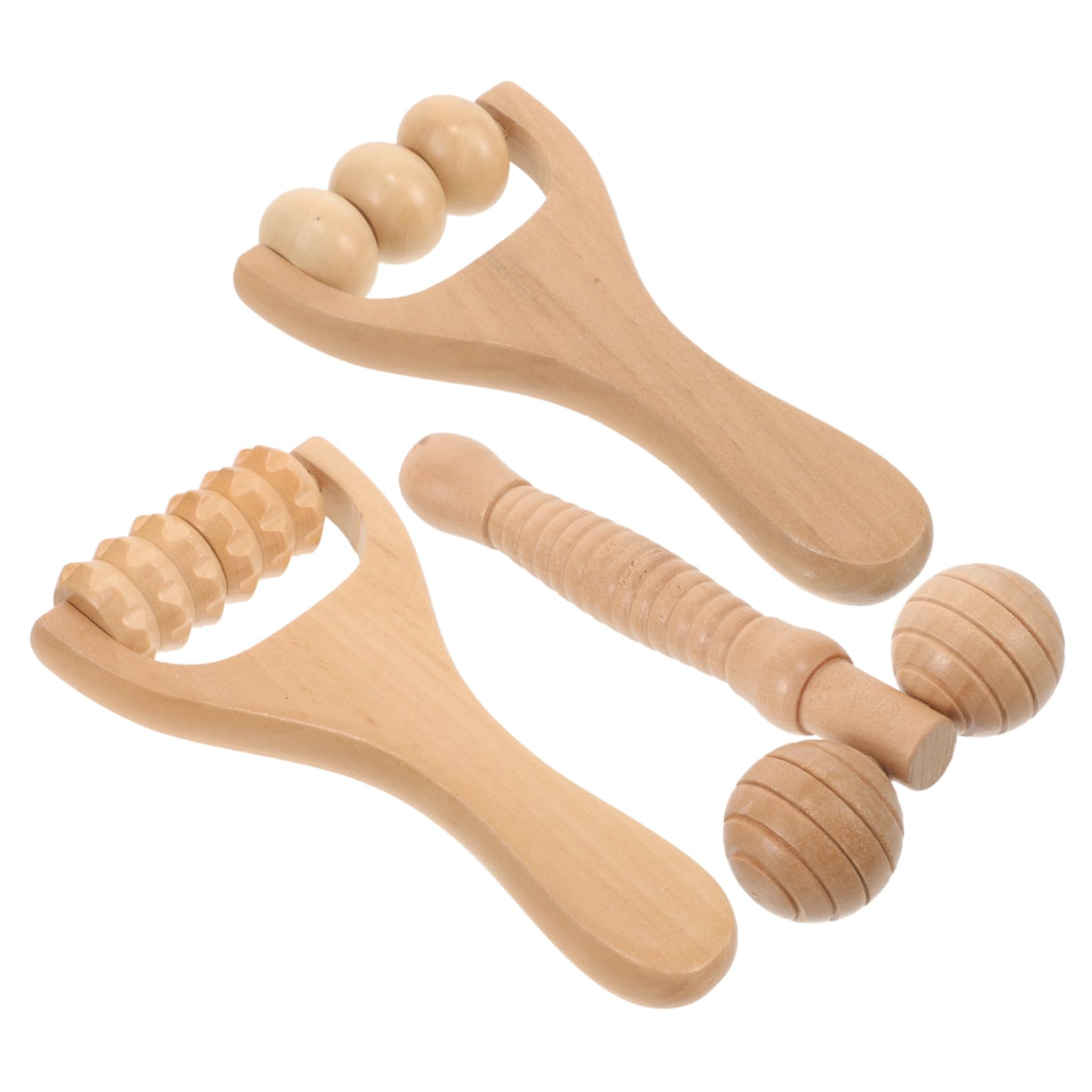 BESTYASH 4 Set Strumenti Di Massaggiatore Massaggiante Massaggio Al Collo Massaggiatore Della Spalla Massaggiatore Al Collo Strumento Di Massaggio Manuale Di Legno 3 Pezzi * 4