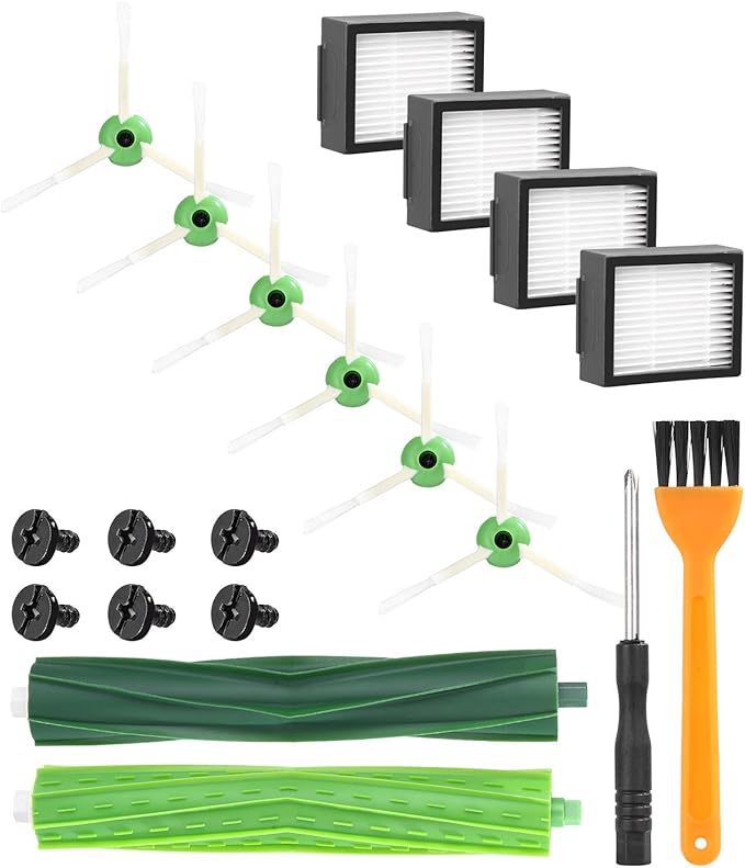 Kit Ricambi Per IRobot Roomba Serie E & I | 1 Coppia Spazzole Principali, 4 Filtri, 6 Spazzole Laterali | Compatibile Con E5, I7, I3, J7 E Altri - Foto 8