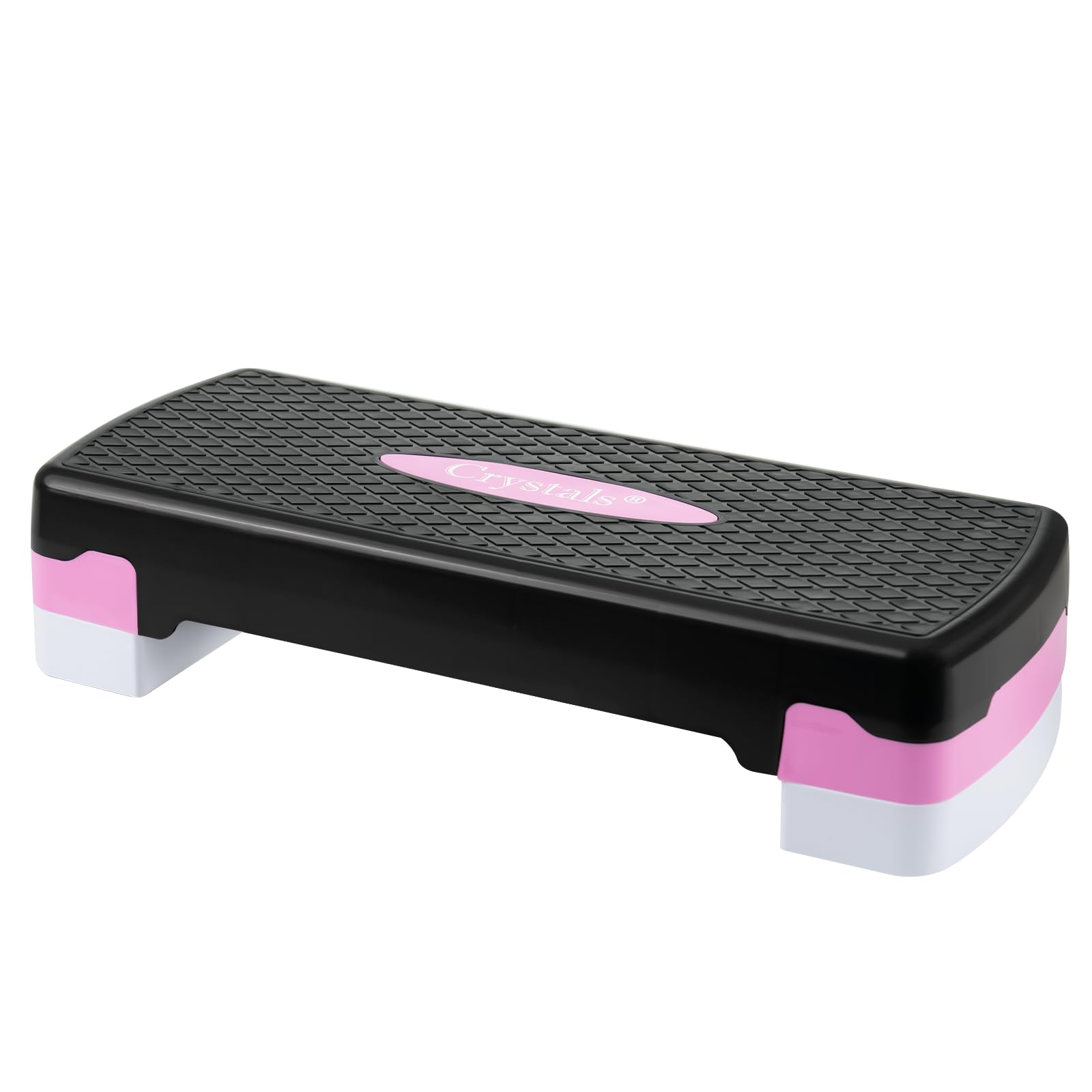 Crystals Adjustable 2 Level Aerobic Yoga Step Fitness Free Gym Exercise Guide, Pink