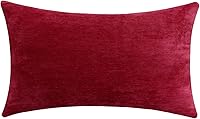 Vista 57 de Jeneoo - Fundas de almohada decorativas rojas brillantes de chenilla suave, fundas de cojín cómodas y sólidas para sofá de sala de estar